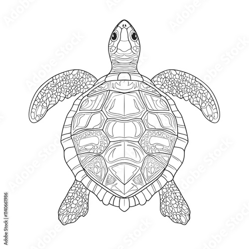 Cute turtle coloring page for children with intricate patterns ready for creativity