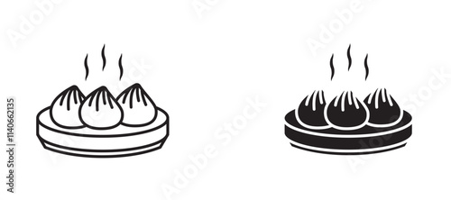 Dumpling Icon set in black color for ui designs