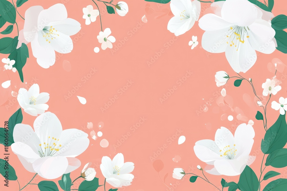Delicate White Flower Arrangement on Serene Background Delicate White Flower Arrangement on Serene Background