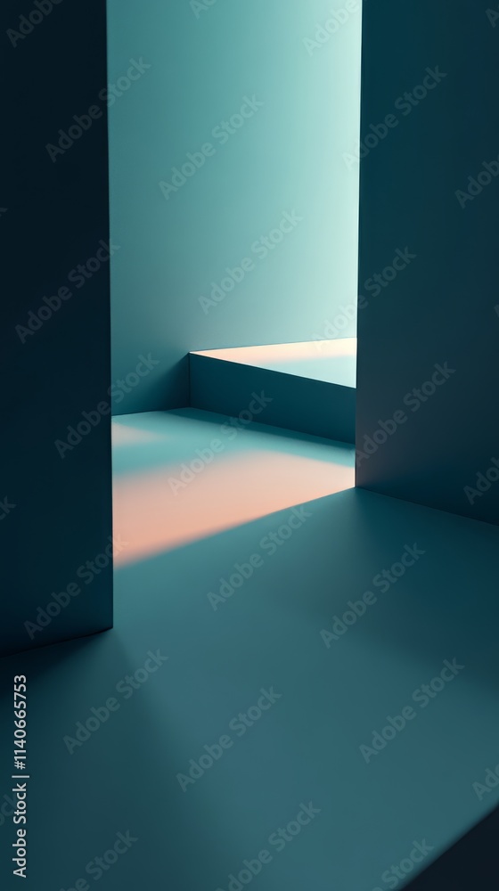 Fototapeta premium Light beam passing through walls creating abstract geometric shapes