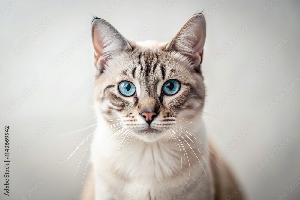 Siamese Lynx Point Cat Minimalist Photography: Elegant Feline Portrait, Purebred Breed, Minimalist Pet Photo Siamese Lynx Point Cat Minimalist Photography: Elegant Feline Portrait, Purebred Breed, Minimalist Pet Photo