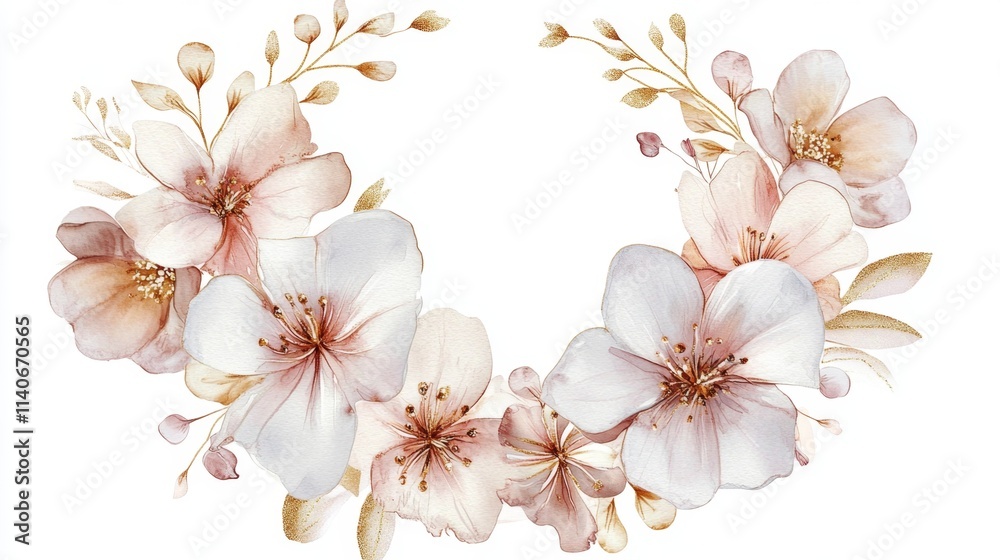 Floral arrangement display botanical setting art illustration soft palette close-up view nature's beauty Floral arrangement display botanical setting art illustration soft palette close-up view nature's beauty