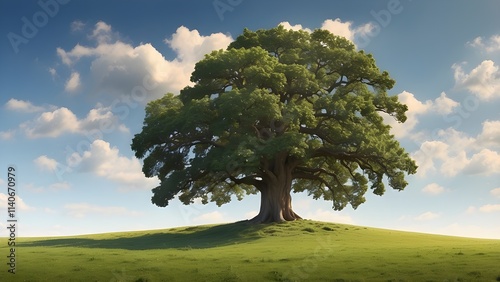 tree in the field tree, landscape, sky, grass, field, nature, green, summer, meadow, blue, spring, cloud, rural, horizon, clouds, lonely, countryside, oak, environment, alone, single, country, land, h photo