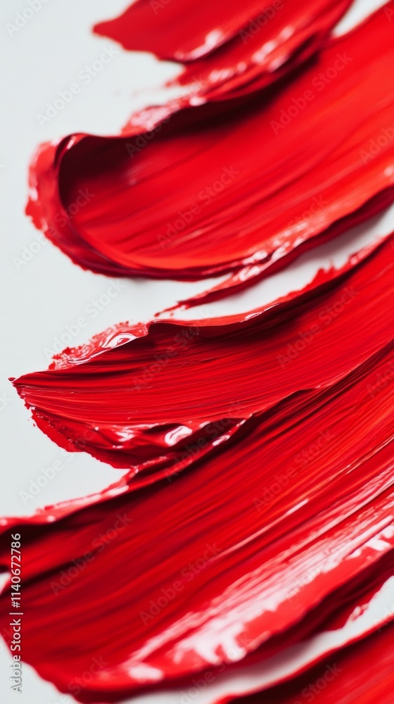 Red paint strokes creating dynamic visual effect on white background Red paint strokes creating dynamic visual effect on white background
