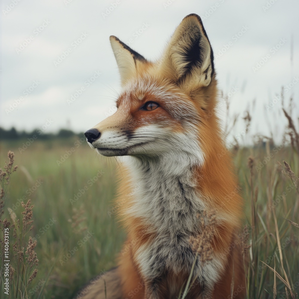 Naklejka premium Red Fox in a Summer Meadow