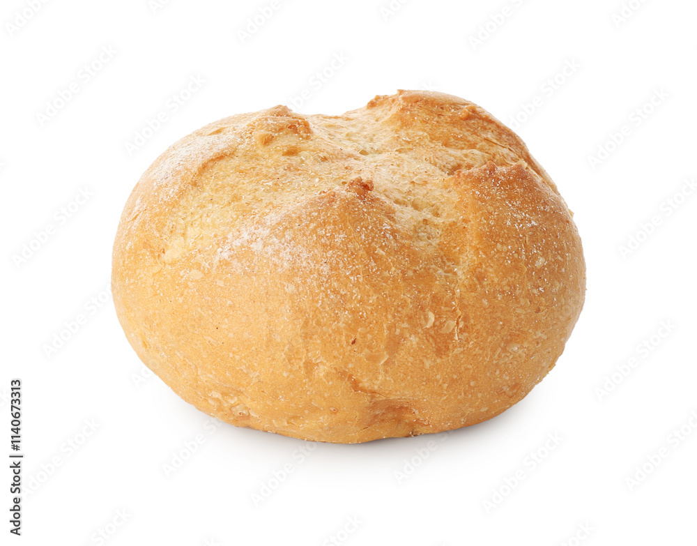 One homemade tasty bun isolated on white One homemade tasty bun isolated on white