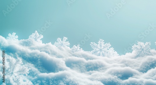 Abstract background with snow and snowflakes. Winter concept. New Year decoration.