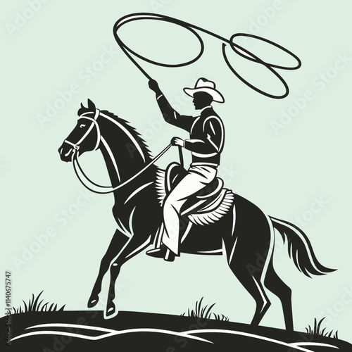 cowboy horse, silhouette, vector, animal, illustration, black