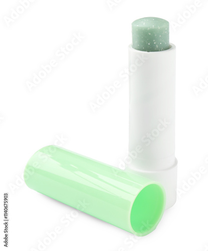 Lip balm isolated on white. Cosmetic product