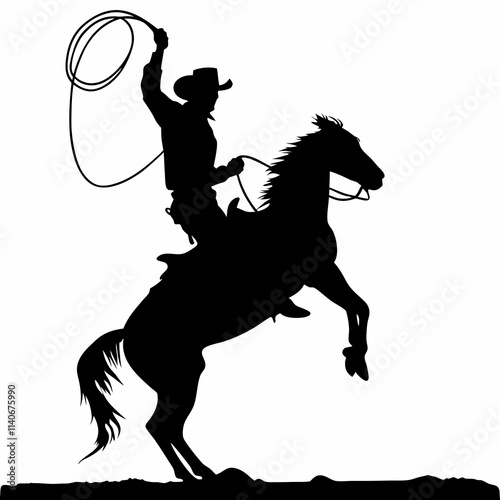 cowboy horse, silhouette, vector, animal, illustration, black