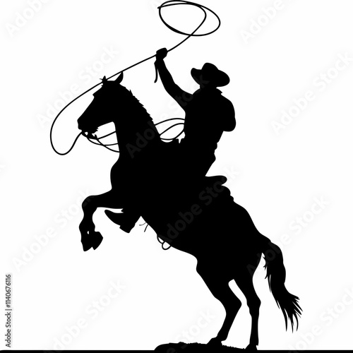 cowboy horse, silhouette, vector, animal, illustration, black