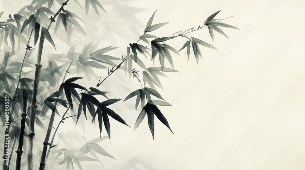Obraz premium An elegant scroll painting of bamboo, representing steady growth and unyielding confidence in traditional brushwork style