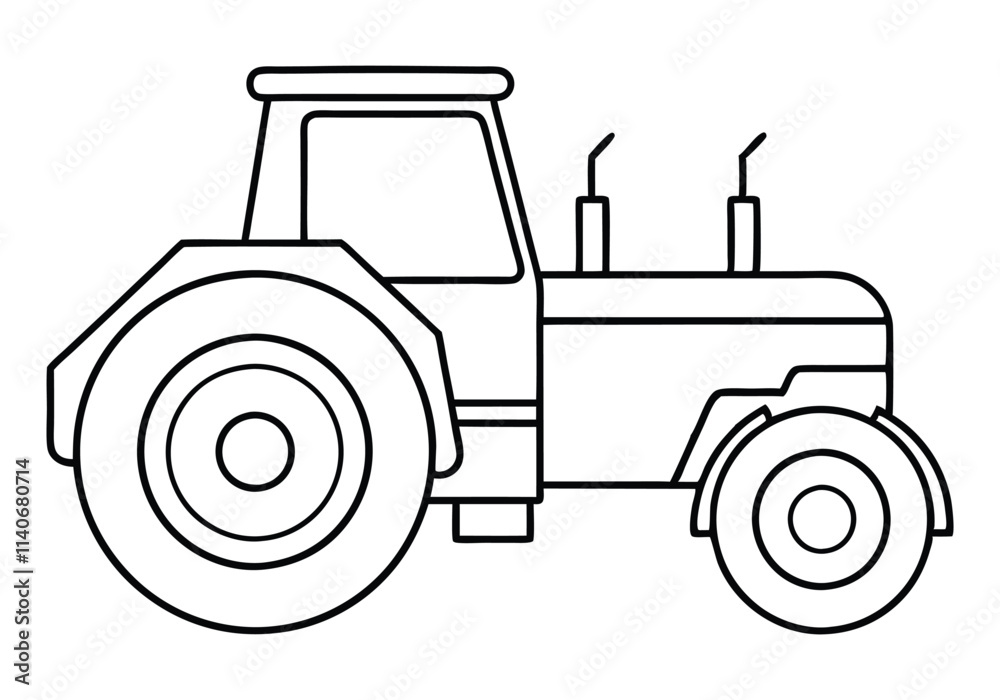 Minimalist Continuous Line Art of a Tractor with Large Wheels and Cabin in a Modern Agricultural Style Minimalist Continuous Line Art of a Tractor with Large Wheels and Cabin in a Modern Agricultural Style