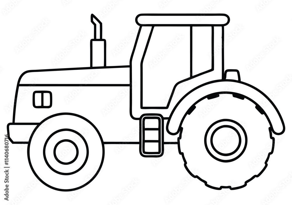 Minimalist Continuous Line Art of a Tractor with Large Wheels and Cabin in a Modern Agricultural Style Minimalist Continuous Line Art of a Tractor with Large Wheels and Cabin in a Modern Agricultural Style