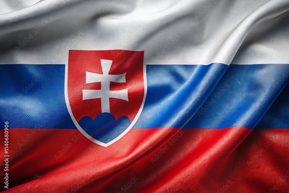 Fototapeta premium Slovak Republic Flag, National Flag of Slovakia, Slovakia Flag Image, High Resolution Slovakian Flag Photo, Slovakian National Symbol