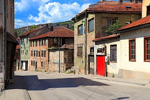 Fototapeta Naklejka Na Ścianę i Meble -  Sarajevo, streets in the city center with low-rise residential buildings