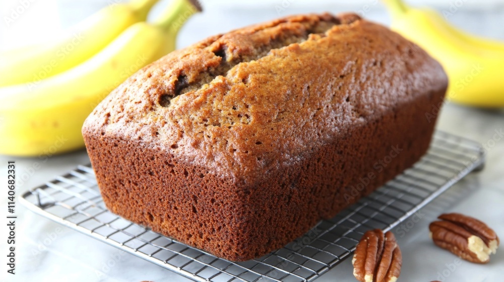 Delicious Homemade Banana Bread with Nuts and Fresh Bananas Delicious Homemade Banana Bread with Nuts and Fresh Bananas