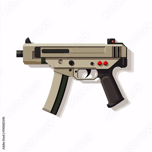 Modern Vector Illustration of a Submachine Gun Isolated on White Background photo