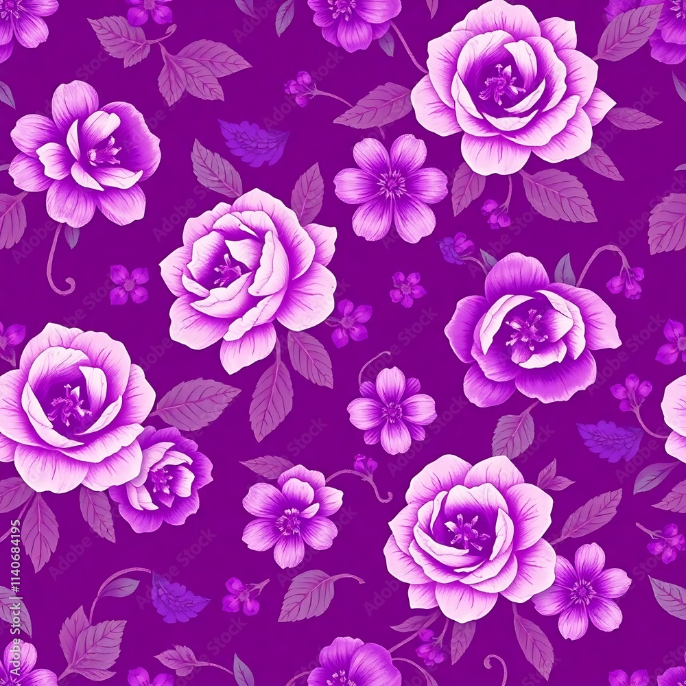 Purple Roses Seamless Pattern Purple Roses Seamless Pattern