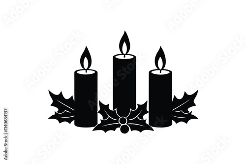 "Christmas Candles Silhouette Vector Illustration"

