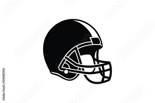 American Football Helmet Silhouette Vector Illustration

