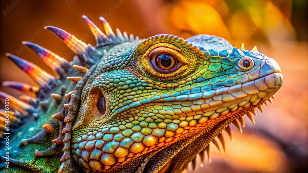 Obraz premium Spiked Lizard Photography: Rule of Thirds, Reptile, Close-up, Nature, Wildlife, Scaly, Desert, Tropical, Reptilian, Animal, Creature, Dragon, Fantasy, Exotic, Sharp, Head, Texture,