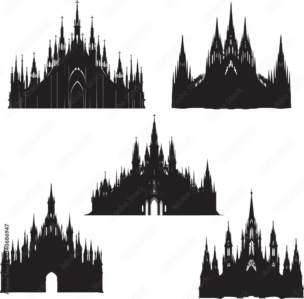 Fototapeta premium Set of Modren Churches Silhouette