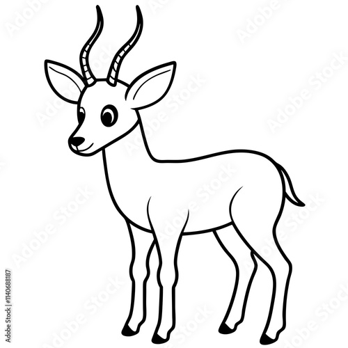 cute springbok line art vector 