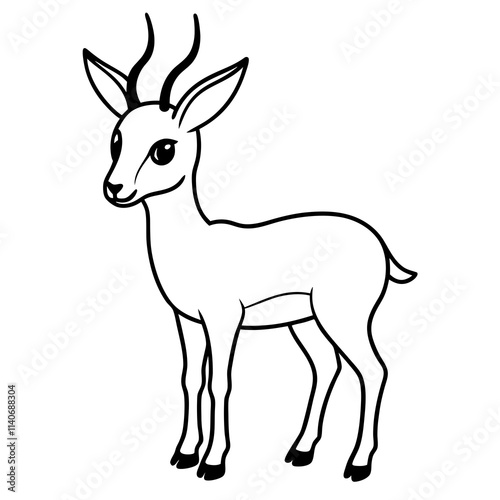 cute springbok  line art vector 
