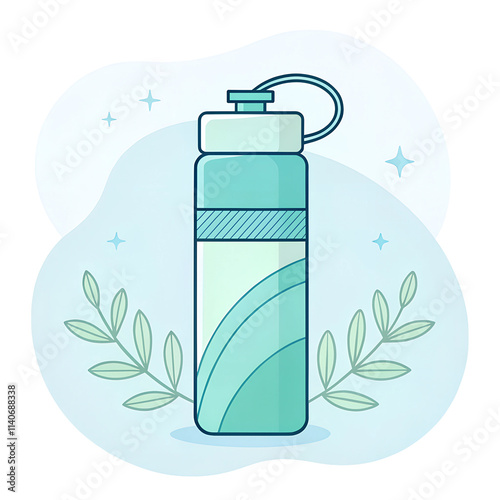 bottle of water and leaf