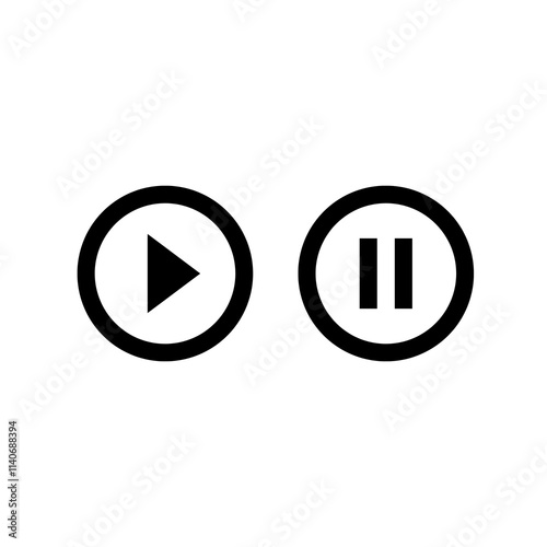 Black Play and Pause Buttons Sign. Media Player Icon