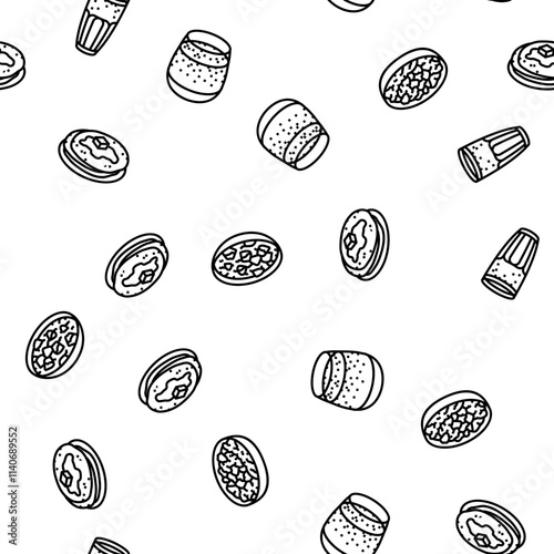 indian cuisine food curry vector seamless pattern thin line illustration