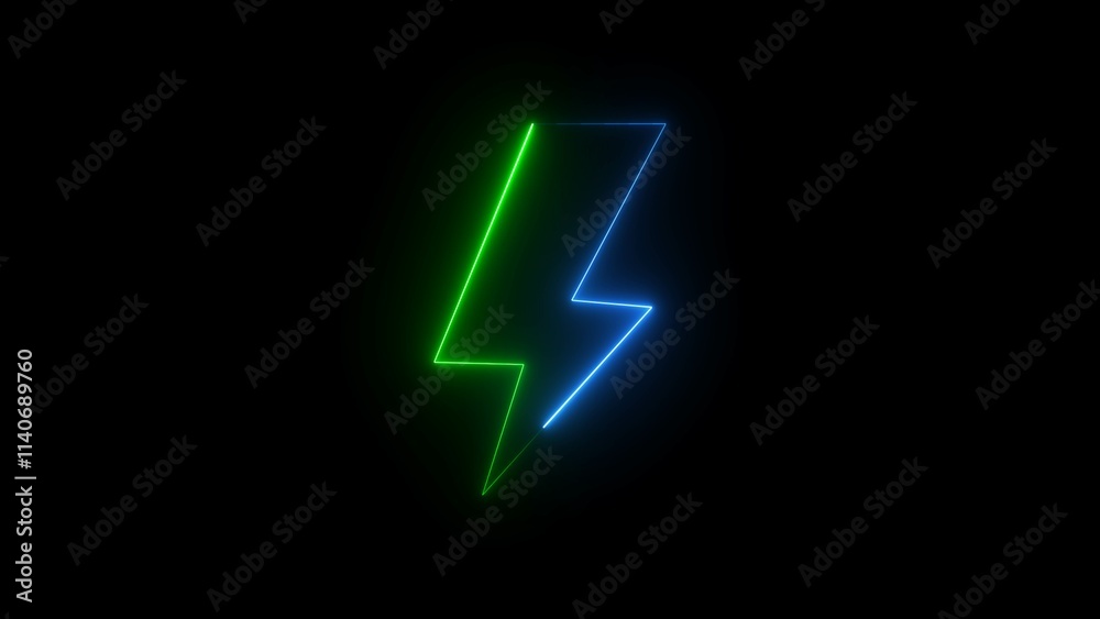 Glowing neon Charging flashlight icon on black background. 3d illustration. Neon lightning bolt icon. Glowing neon Charging flashlight icon on black background. 3d illustration. Neon lightning bolt icon.
