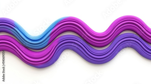 Wavy, colorful, 3d abstract structure on white.