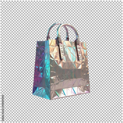 3D Shopping Bag Icon in Gradient Colors isolated on png background.