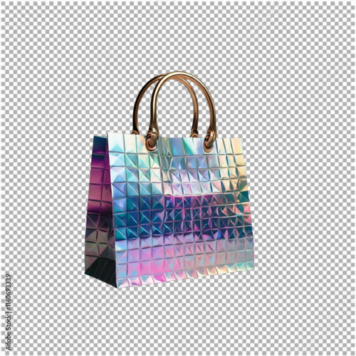3D Shopping Bag Icon in Gradient Colors isolated on png background.