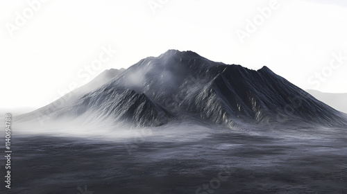 Minimalistic volcanic landscape with ashen colors. Ashen. Illustration