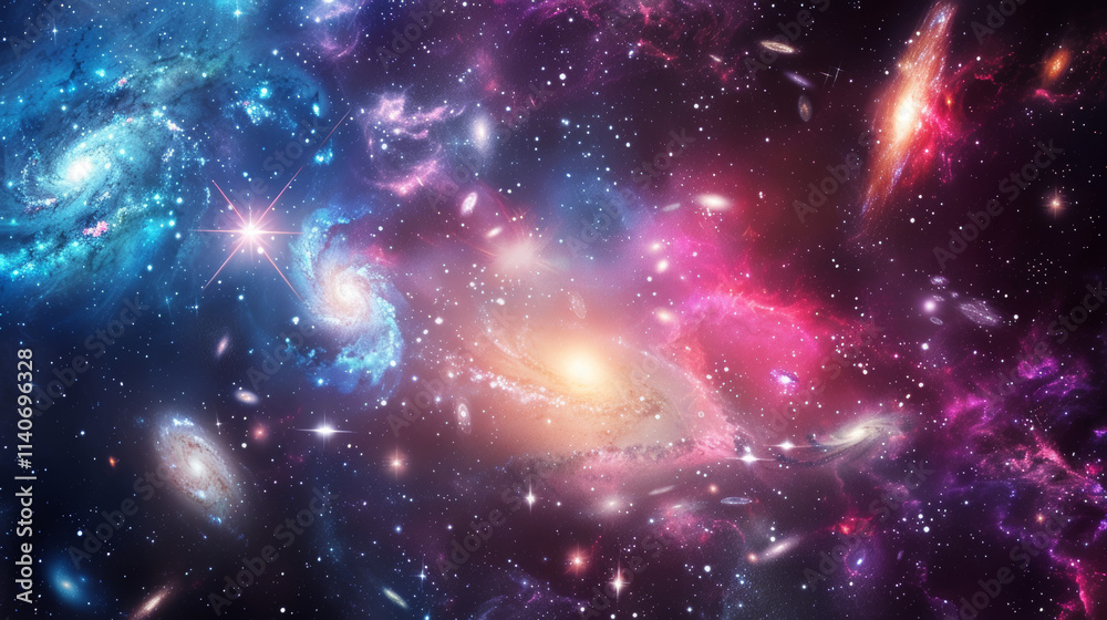 Fototapeta premium Detailed Image of a Distant Galaxy Cluster