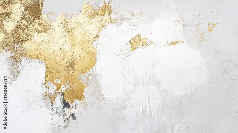Obraz premium Abstract gold and white art modern gallery digital artwork minimalist space eye-level contemporary design