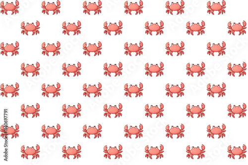 Whimsical Cartoon Crab Pattern – Fun and Vibrant Design on Dark Background for Fabrics, Packaging, and Creative Ocean-Themed Projects photo