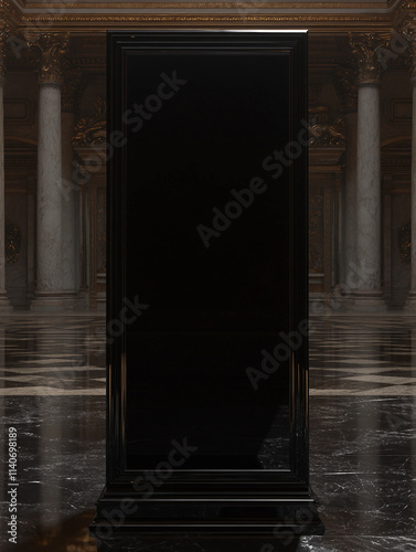Black Poster Mockup in Historical Setting