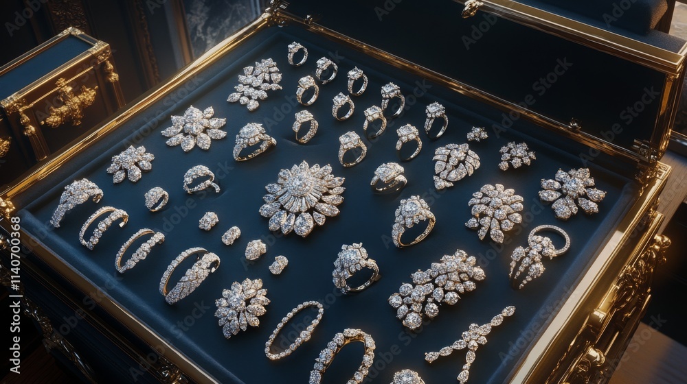 Obraz premium Luxurious Display of Exquisite Jewelry and Sparkling Gemstones