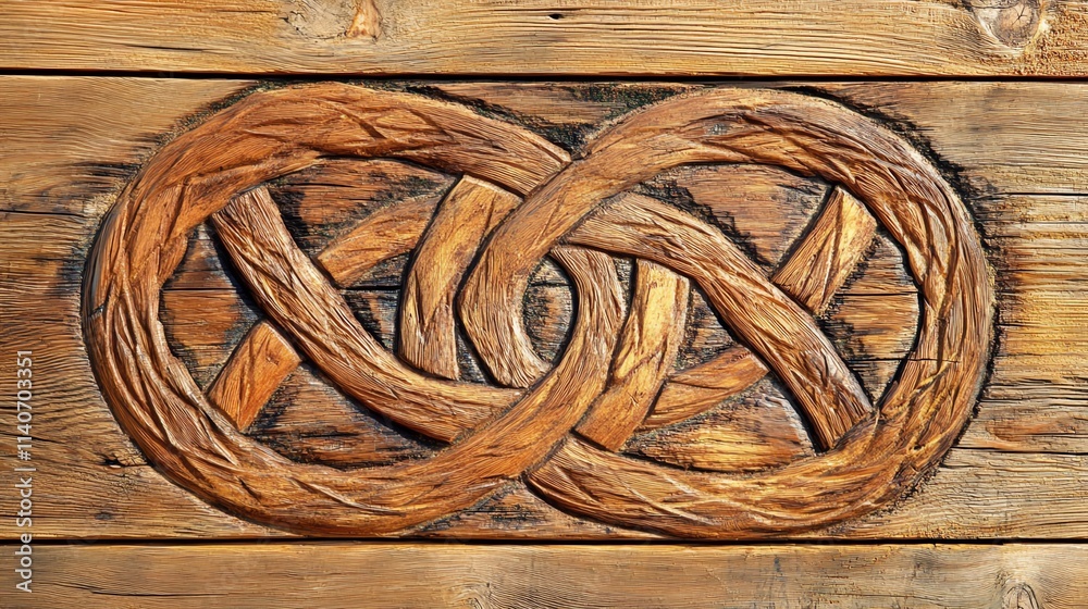 Obraz premium Intricate wooden carving depicting an endless knot design.