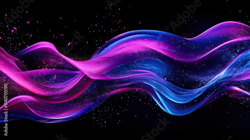 Dynamic neon wave with vibrant pink and blue glow, smooth curves, motion trail effect, ultra high-resolution, 8K wallpaper photo