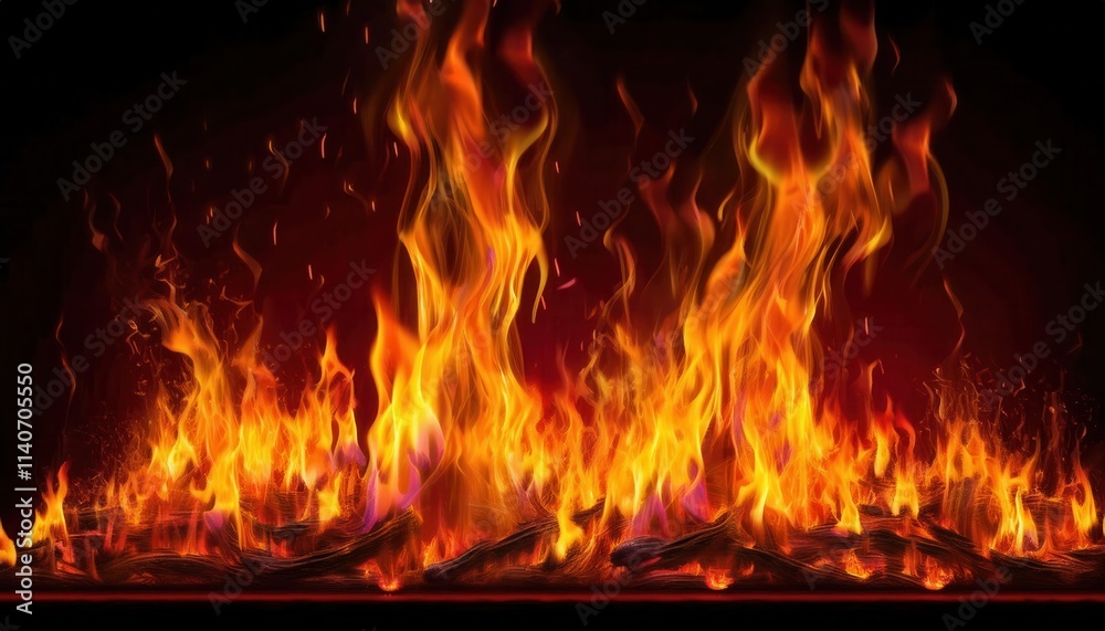 Realistic Fire Flames with Intense Orange and Red Glows on Black Background for Fireplace Visuals, Simulation Effects, Fire Safety Training, Digital Art Projects, or Cinematic Heat Ambience Realistic Fire Flames with Intense Orange and Red Glows on Black Background for Fireplace Visuals, Simulation Effects, Fire Safety Training, Digital Art Projects, or Cinematic Heat Ambience