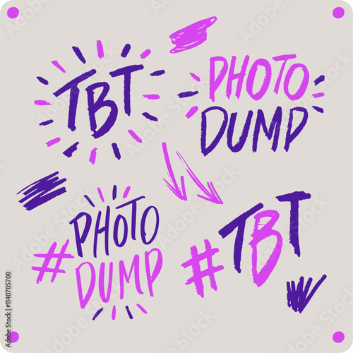 Tbt Photo Dump Modern hand Lettering. vector. photo