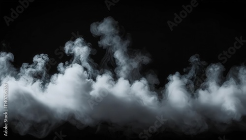 Abstract Smoke fog on black Background white cloudiness, mist or smog moves on black background withb beautiful swirling gray smoke (1) photo