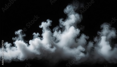 Abstract Smoke fog on black Background white cloudiness, mist or smog moves on black background withb beautiful swirling gray smoke (1) photo