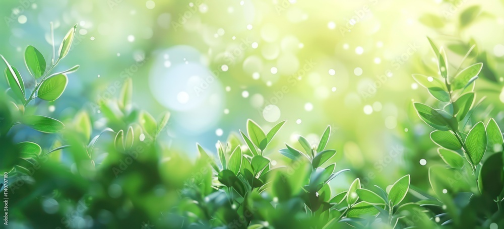serene sunlit background featuring lush green leaves and soft bokeh effects. evoking a sense of freshness and tranquility. serene sunlit background featuring lush green leaves and soft bokeh effects. evoking a sense of freshness and tranquility.