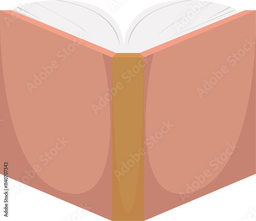 Open pink hardcover book with blank pages spine view vector illustration isolated on white background